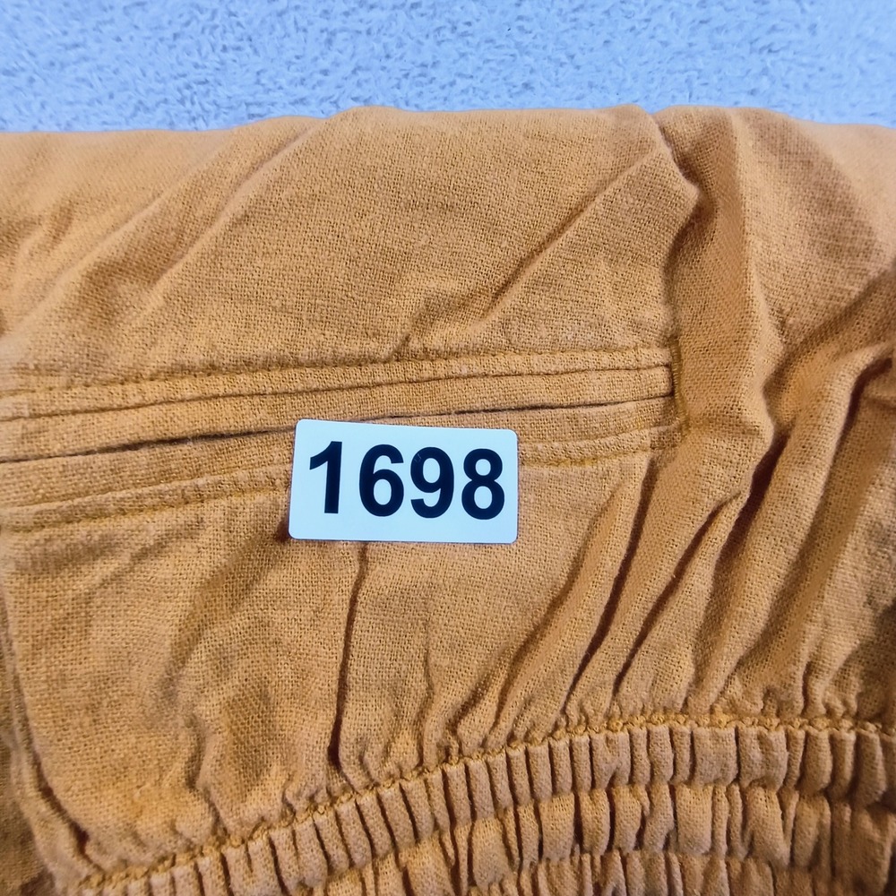 Old Navy Womens Linen Blend Shorts Mustard Yellow Small Drawstring Pocket - Picture 13 of 13